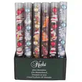 Christmas by Krebs Mini Figural/Ball Tube Displayer Ornaments (Case of 18) - Multicolored