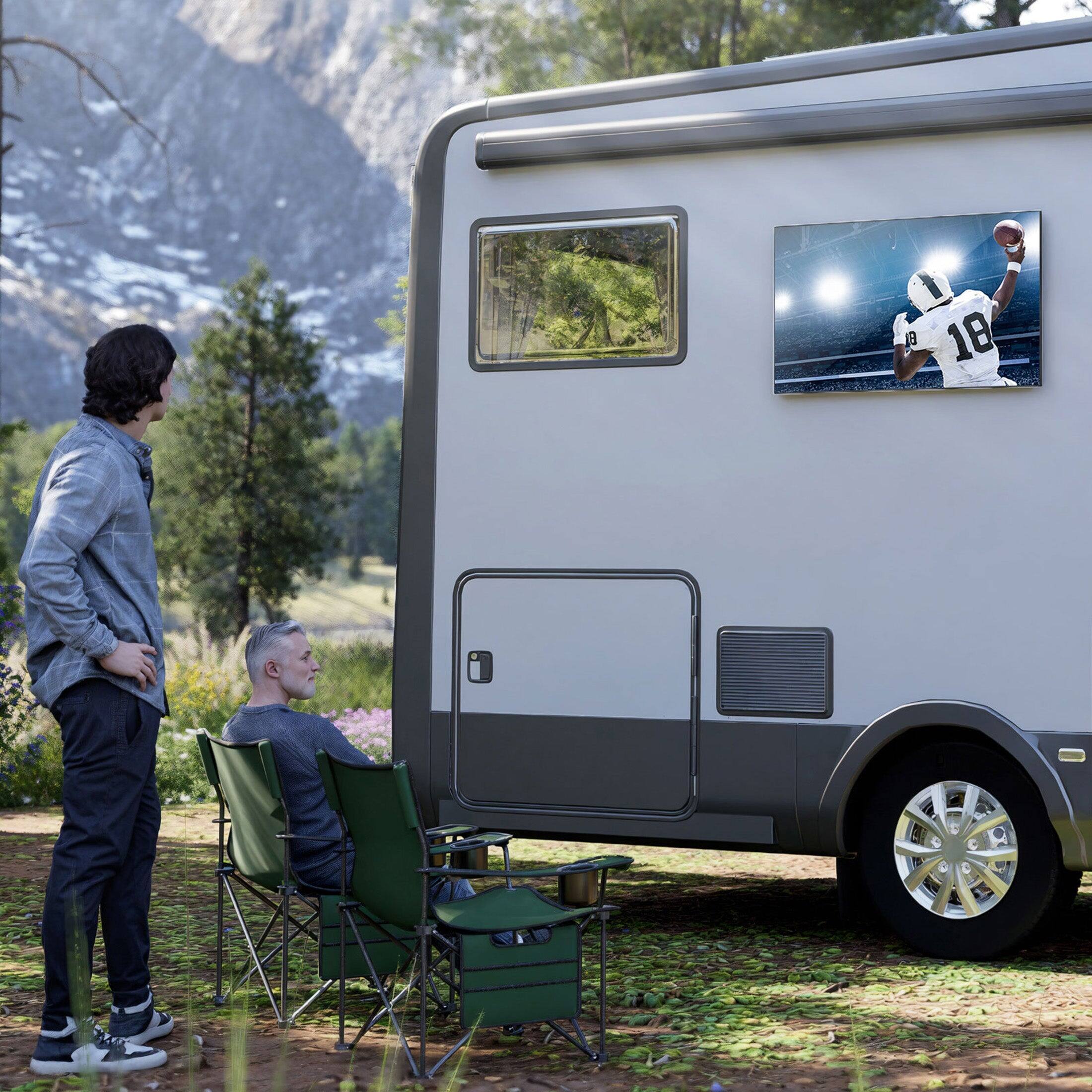 Angle. Mount-It! - Anti-Rust RV TV Wall Mount for 13–43" TVs – Dual Wall Plates, Quick-Release, 30 lbs Capacity - Black.