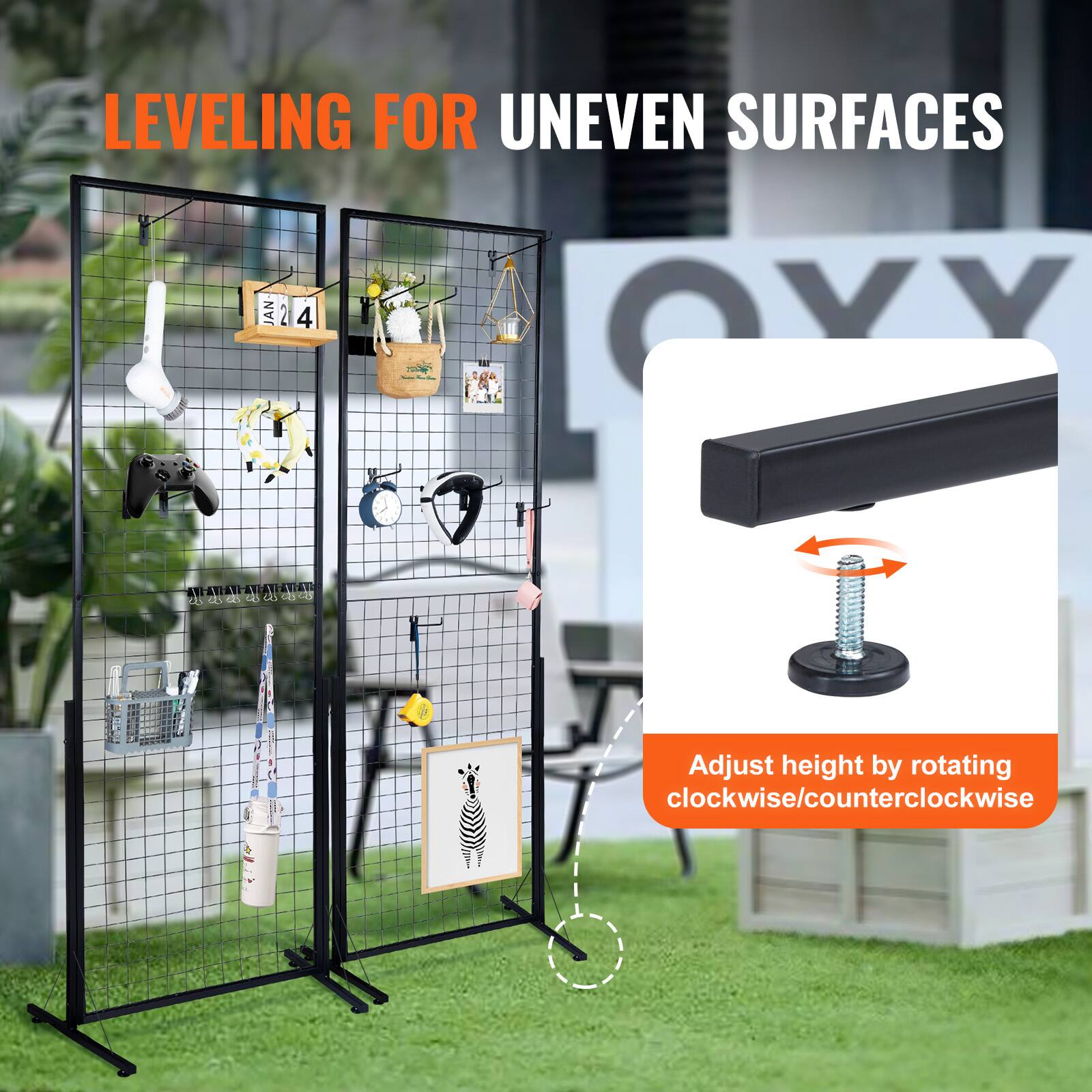 LEVELING FOR UNEVEN SURFACES : Adjust height by rotating clockwise/counterclockwise