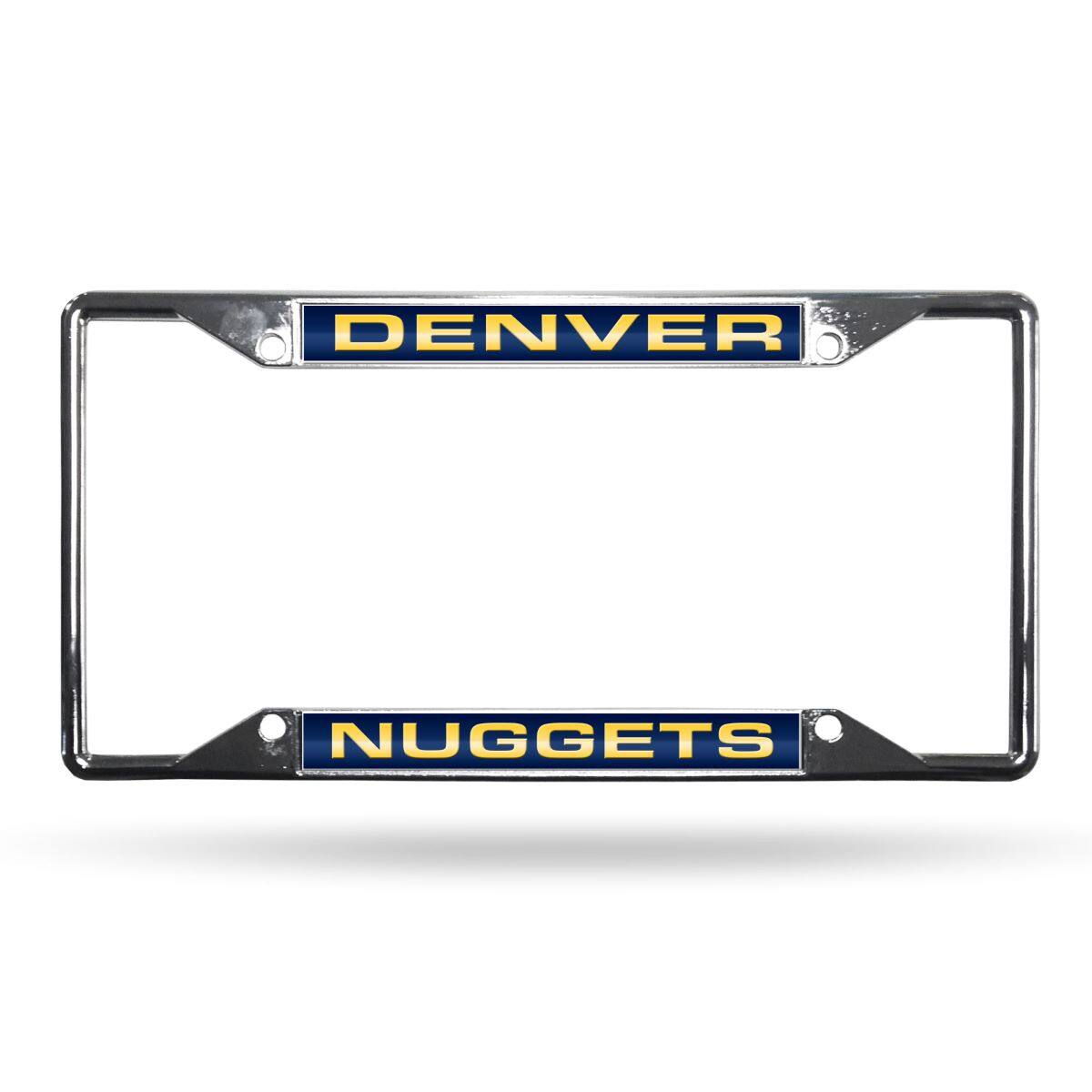 Denver Nuggets NBA All Corner EZ View Chrome Metal Laser Cut License Plate Frame