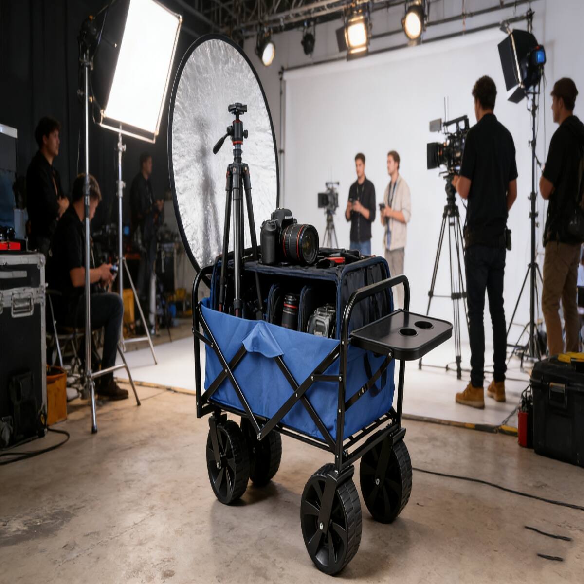 Alt View 6. Loheer - Loheer Folding Garden Wagon, Blue Collapsible Steel Utility Cart with 150 lb Capacity.