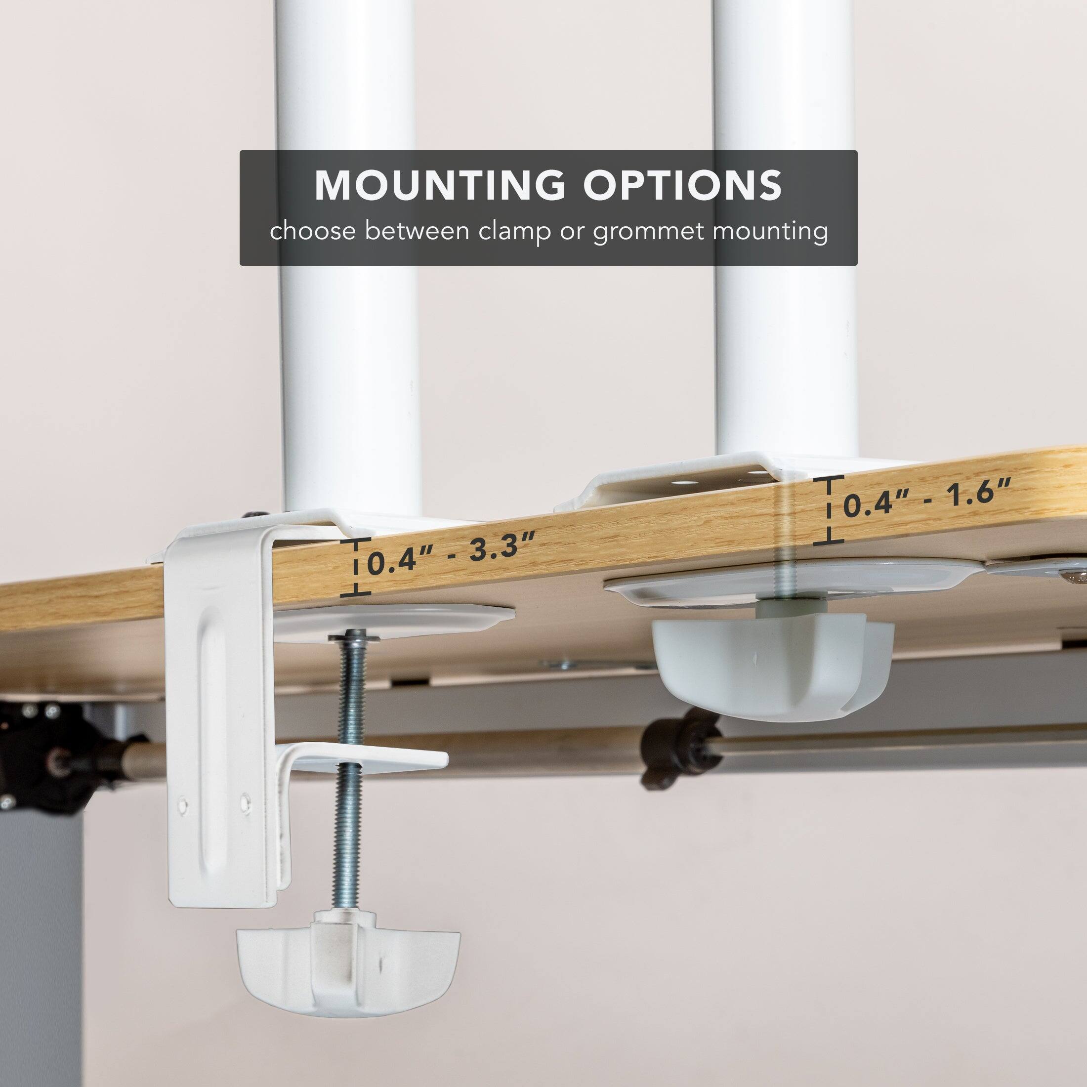 MOUNTING OPTIONS  
choose between clamp or grommet mounting  

10.4" - 3.3"  
10.4" - 1.6"