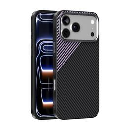 Dteck - Carbon Fiber Texture Magnetic Case for Apple iPhone 17 Pro Max, Shockproof Slim Protective Cover with Metal Camera Ring - Purple