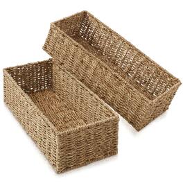 Casafield - 2 Bathroom Storage Baskets - Seagrass-Hyacinth - Toilet Paper Bin - Natural - Seagrass