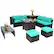 Front. Costway - 9 PCS Patio Furniture Set with 32" Fire Pit Table 50,000 BTU Square Propane Fire Pit - Turquoise.