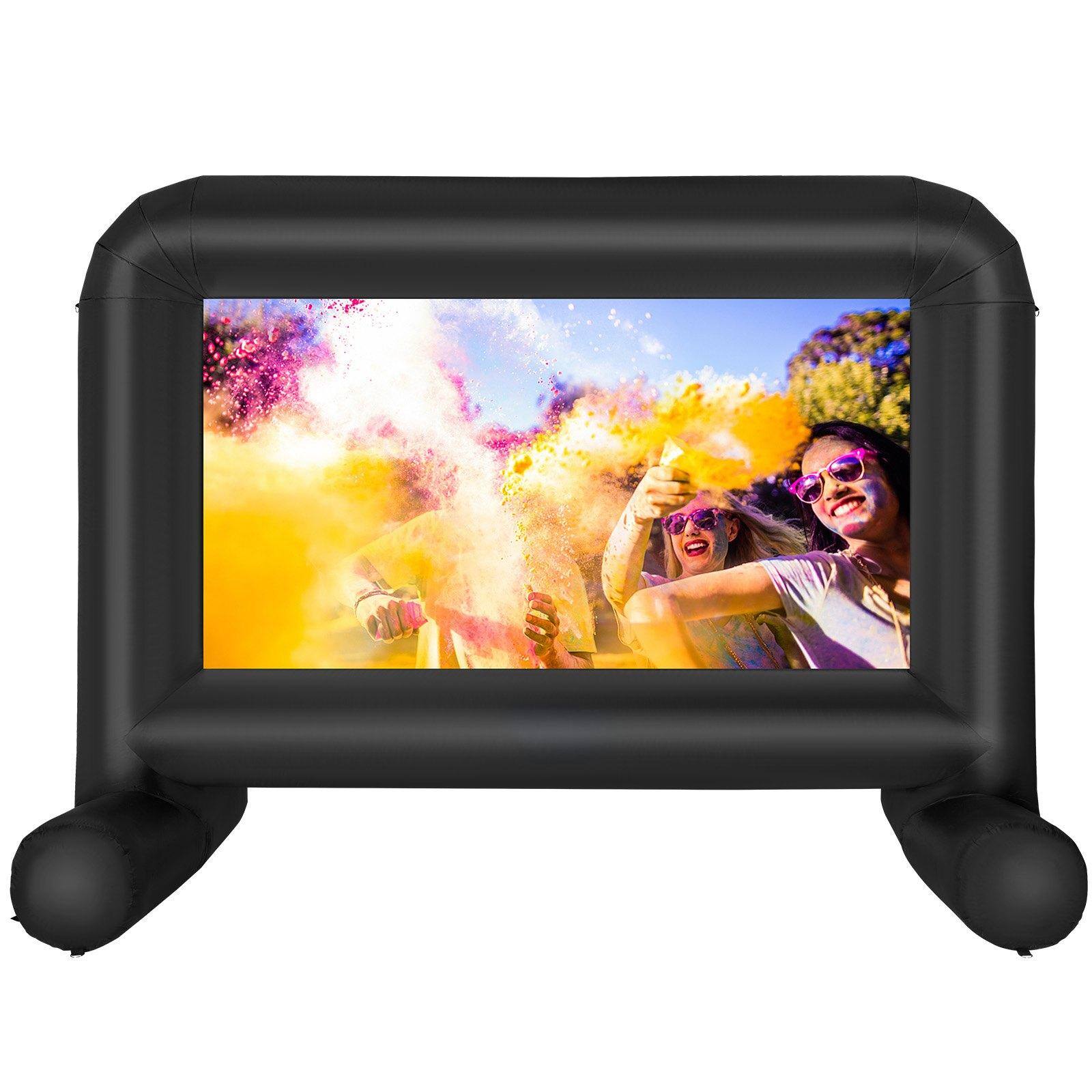 Front. Glintex - 14FT Inflatable Movie Screen 168 Inch Oxford Fabric Outdoor Projector Screen with Silent Blower for Backyard Parties ..