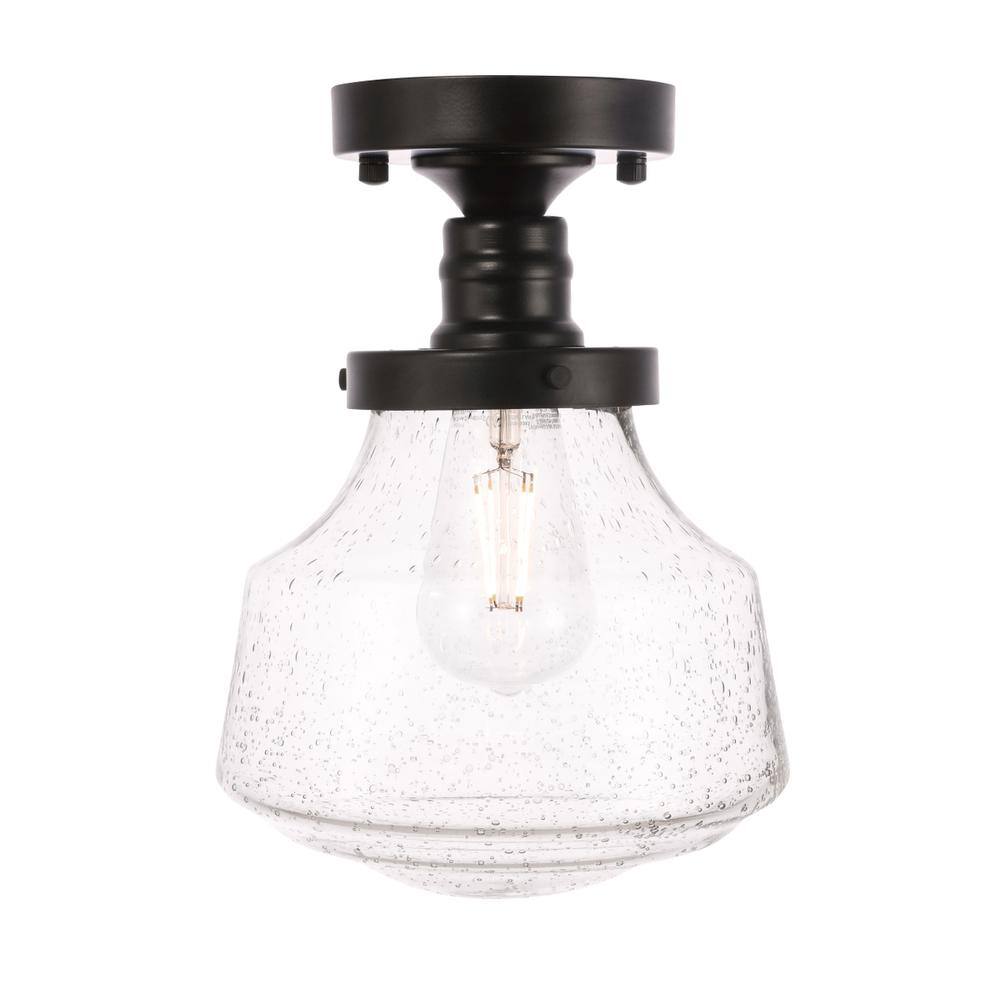 Alt View 6. Living District - Lyle 1 light Black and Clear seeded glass Flush mount - Black And Clear Seeded Glass.