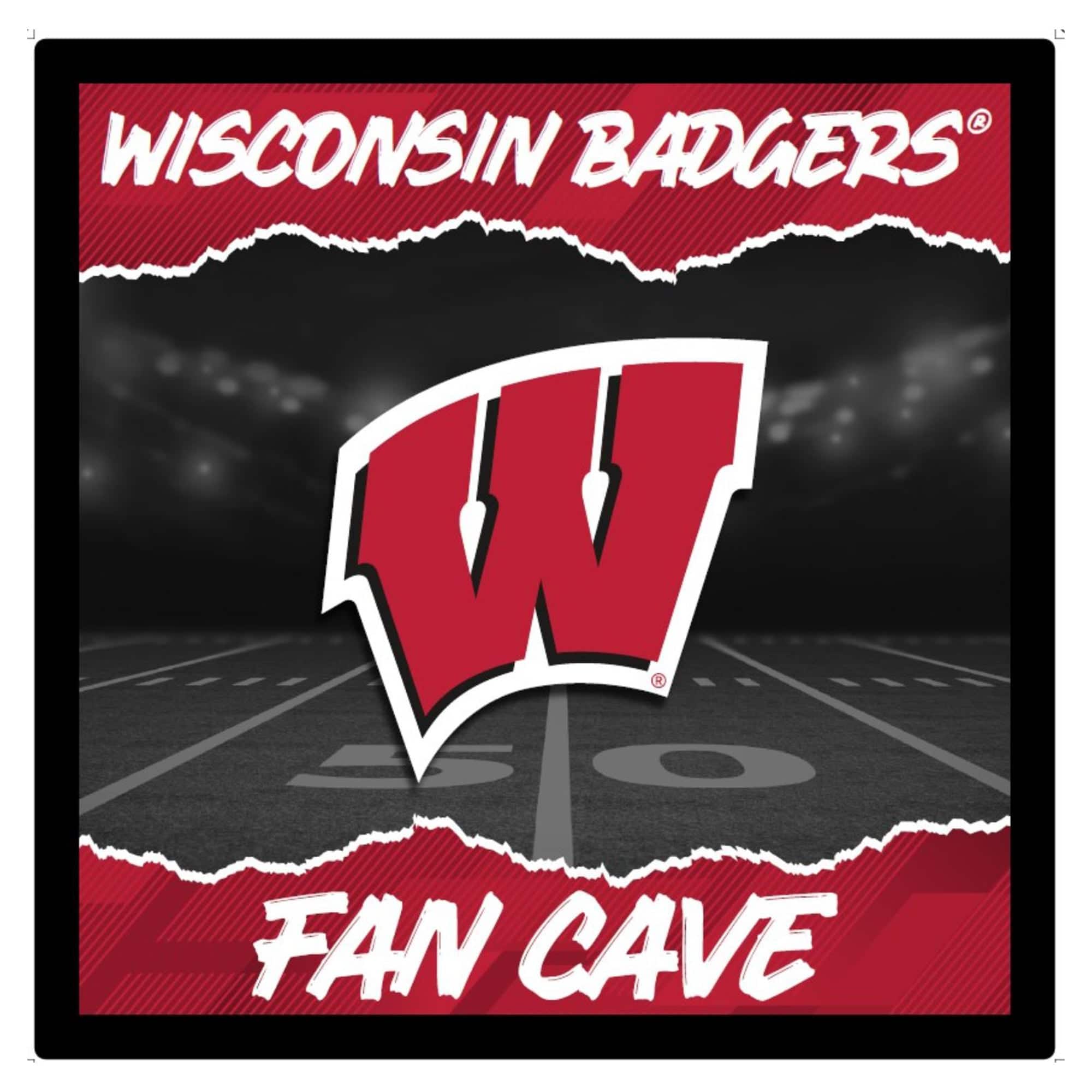 Evergreen Enterprises - Wisconsin Badgers 23" LED Fan Cave Square-Shaped Lighted Wall Sign - Multicolor