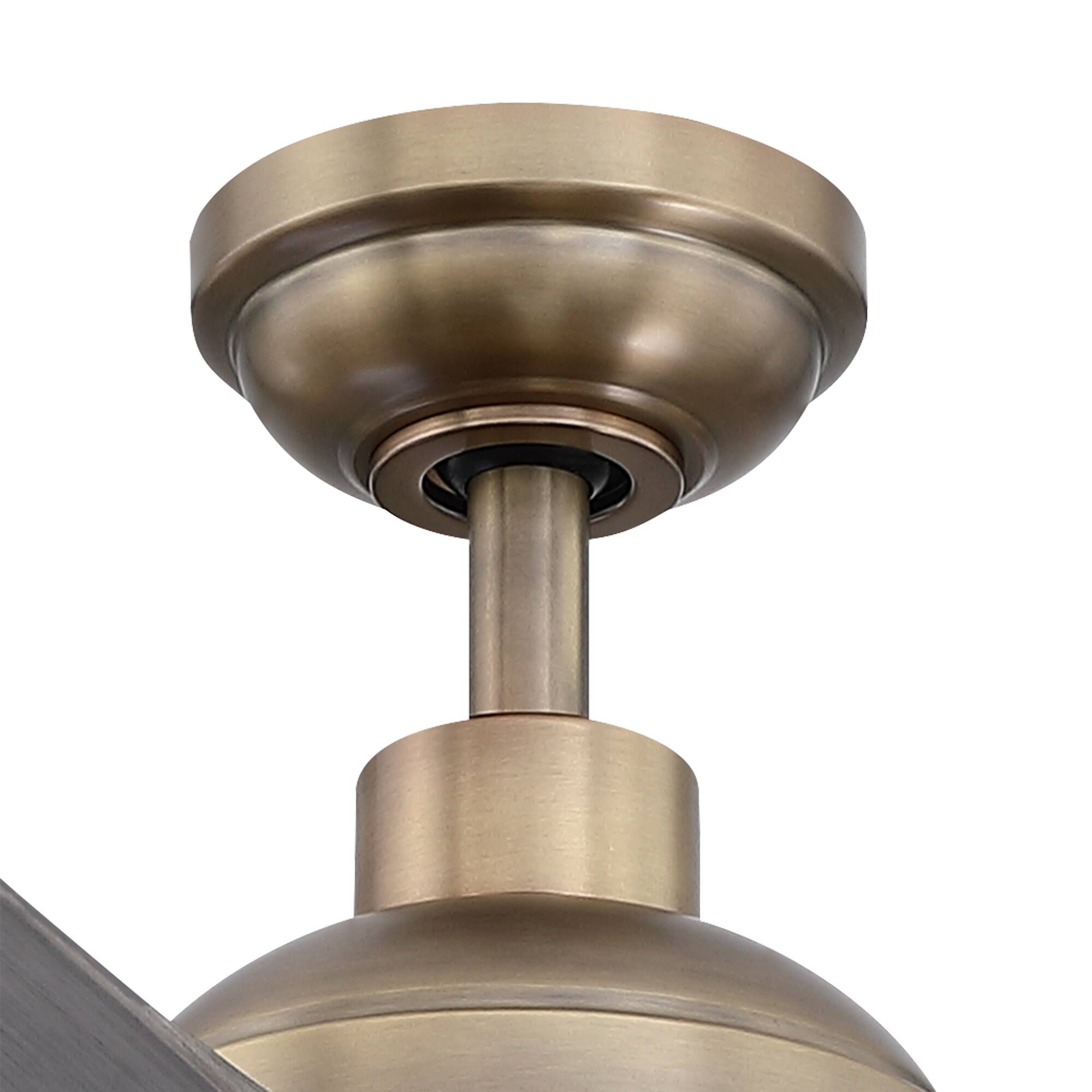Alt View 7. Parrot Uncle - 56" Modern Brushed Bronze LED Ceiling Fan with Remote, 5 Grey Woodgrain ABS Blades, Reversible DC Motor - Brushed Bronze.