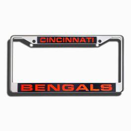 Rico Industries - Cincinnati Football Bengals Chrome Metal Laser Cut License Plate Frame for your car truck or SUV - Multi