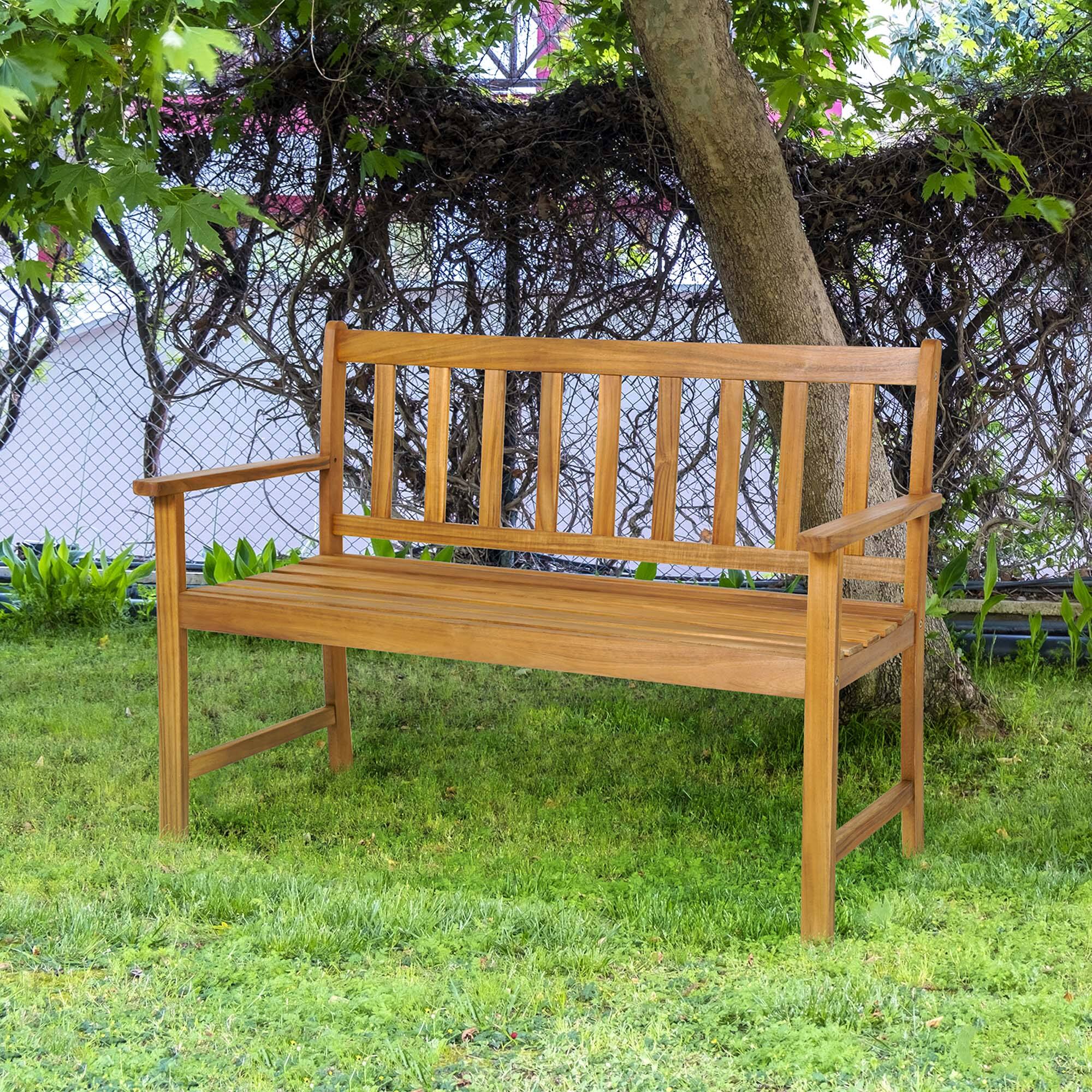 Alt View 1. Costway - Costway  2-Person Slatted Bench Patio Acacia Wood Loveseat 800 Lbs Outdoor Natural - Natural.