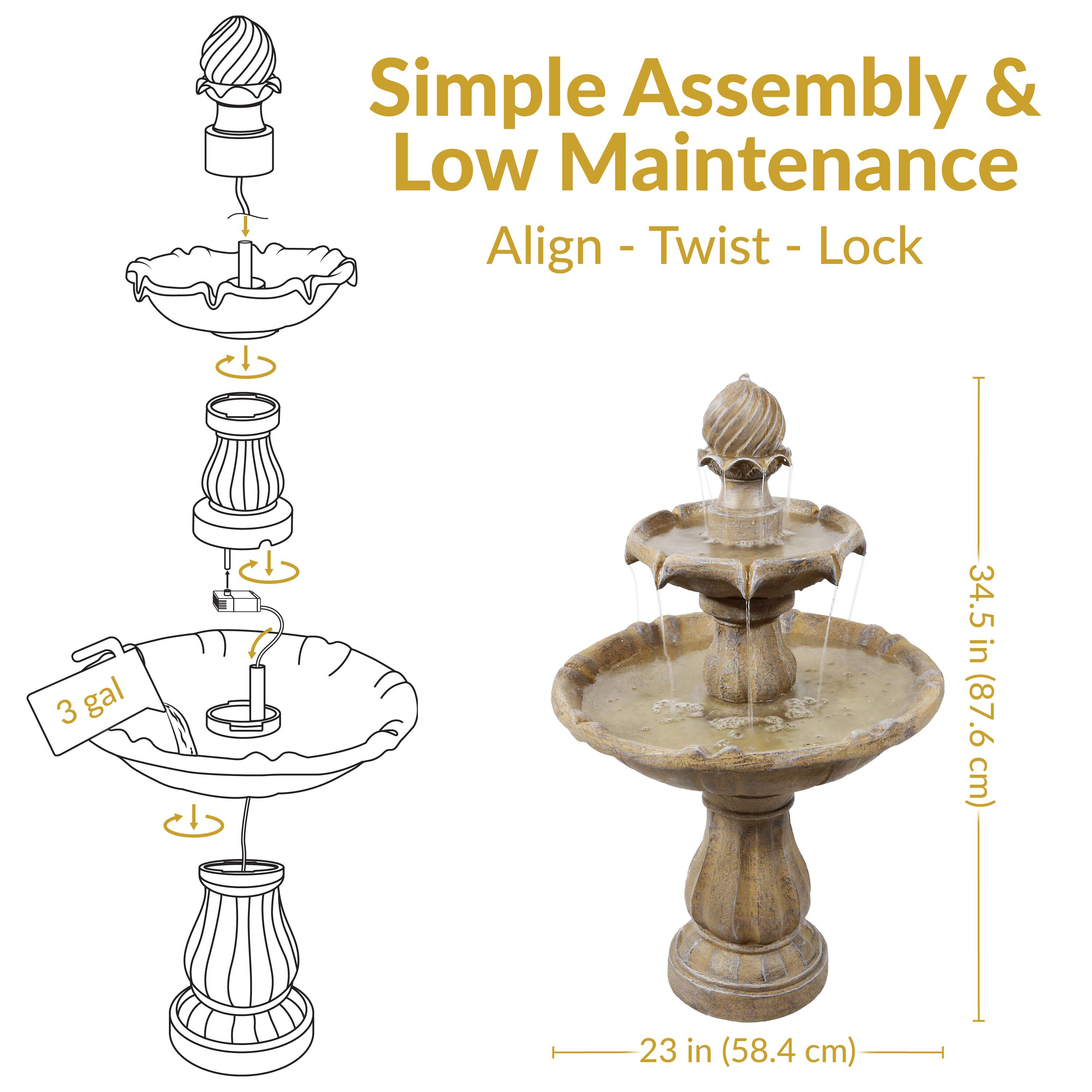 Simple Assembly & Low Maintenance  
Align - Twist - Lock  

3 gal  
34.5 in (87.6 cm)  
23 in (58.4 cm)