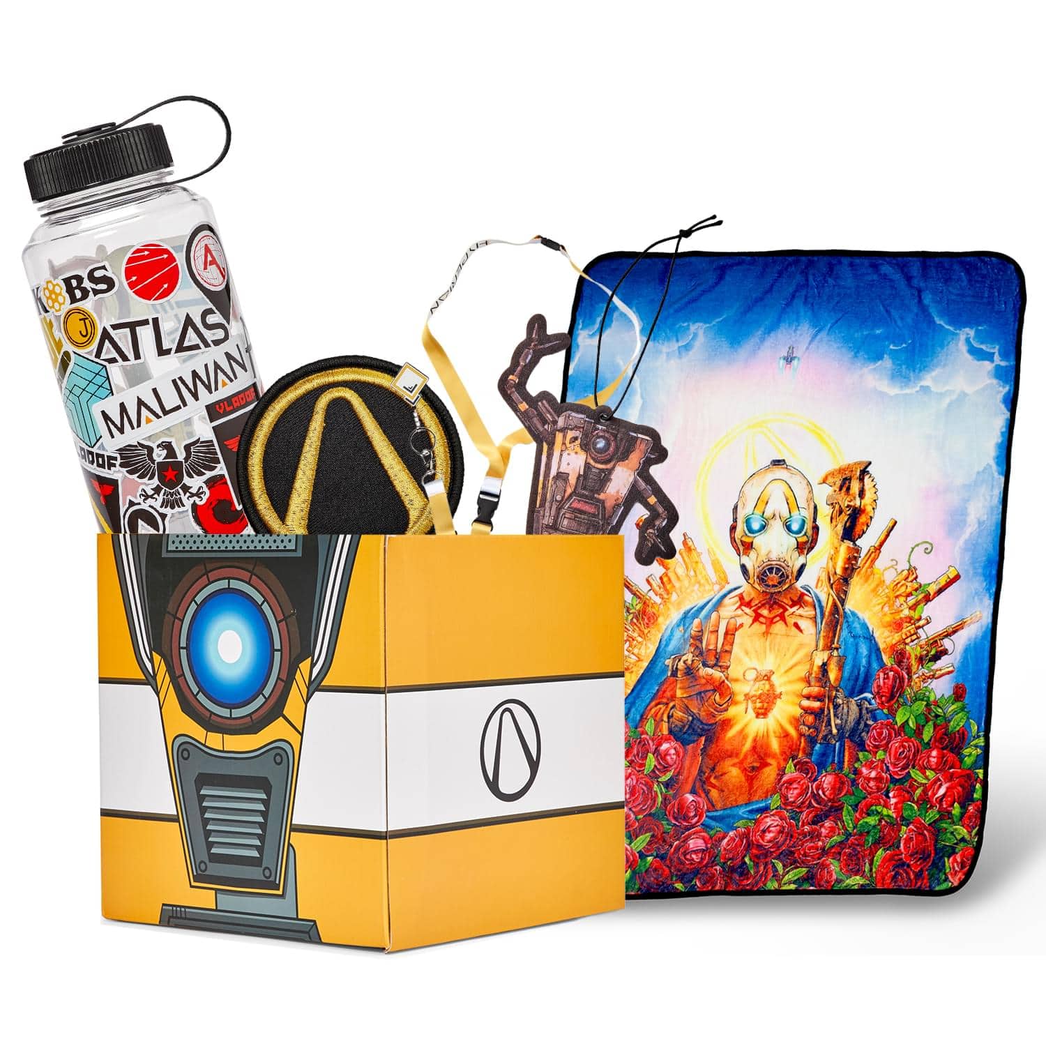 Just Funky - Borderlands LookSee Mystery Gift Box #2 | Psycho Blanket | Lanyard | Water Bottle | More - Multi-Color