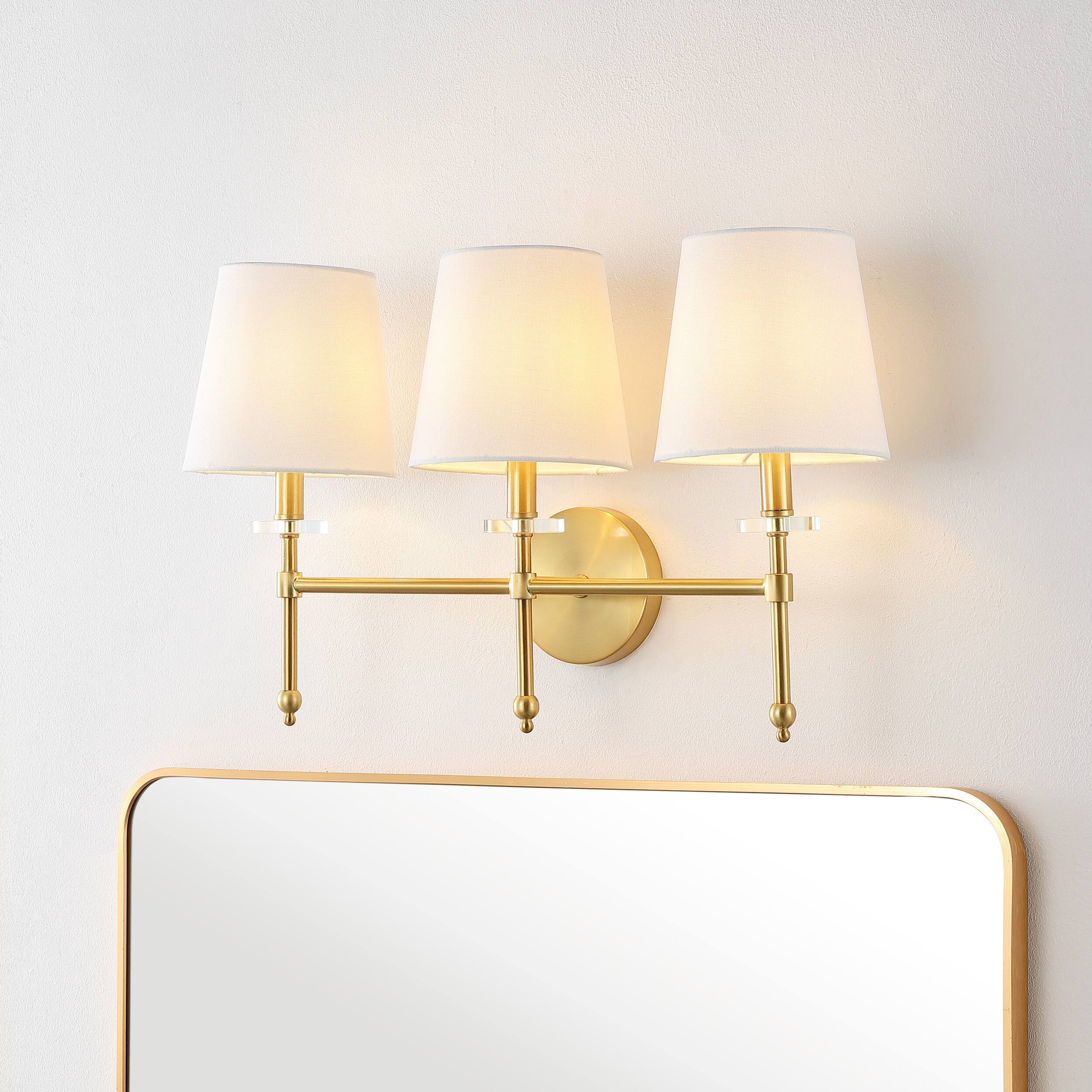 Alt View 1. Jonathan Y - Olivia 23" 3-Light Contemporary Traditional Candlestick Metal/Crystal LED Vanity, Brass Gold - Brass Gold.