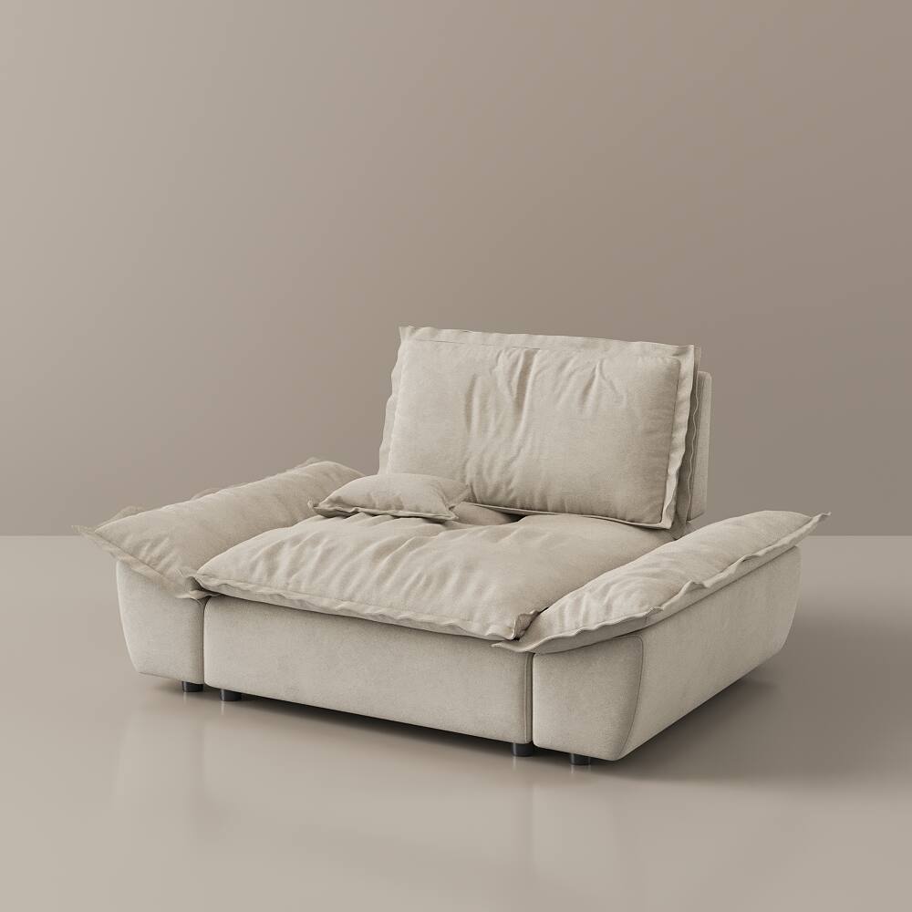 Alt View 10. POVISON - 63.39" Modern Beige Pet-Friendly Single Sofa Chair with Adjustable Backrest - Beige Suede Fabric.