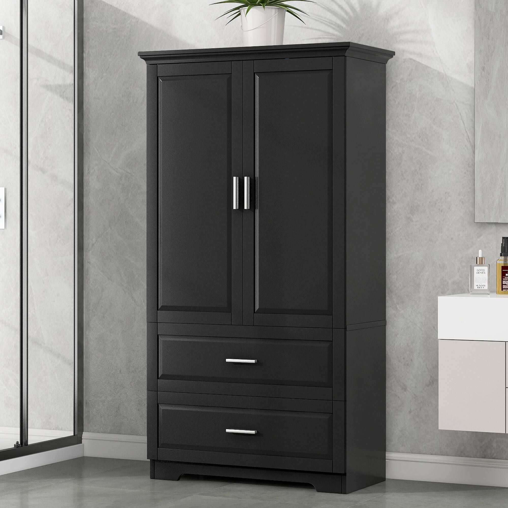 Angle. APRILSOUL - Multi Purpose Storage Cabinet with Adjustable Shelves - Black.