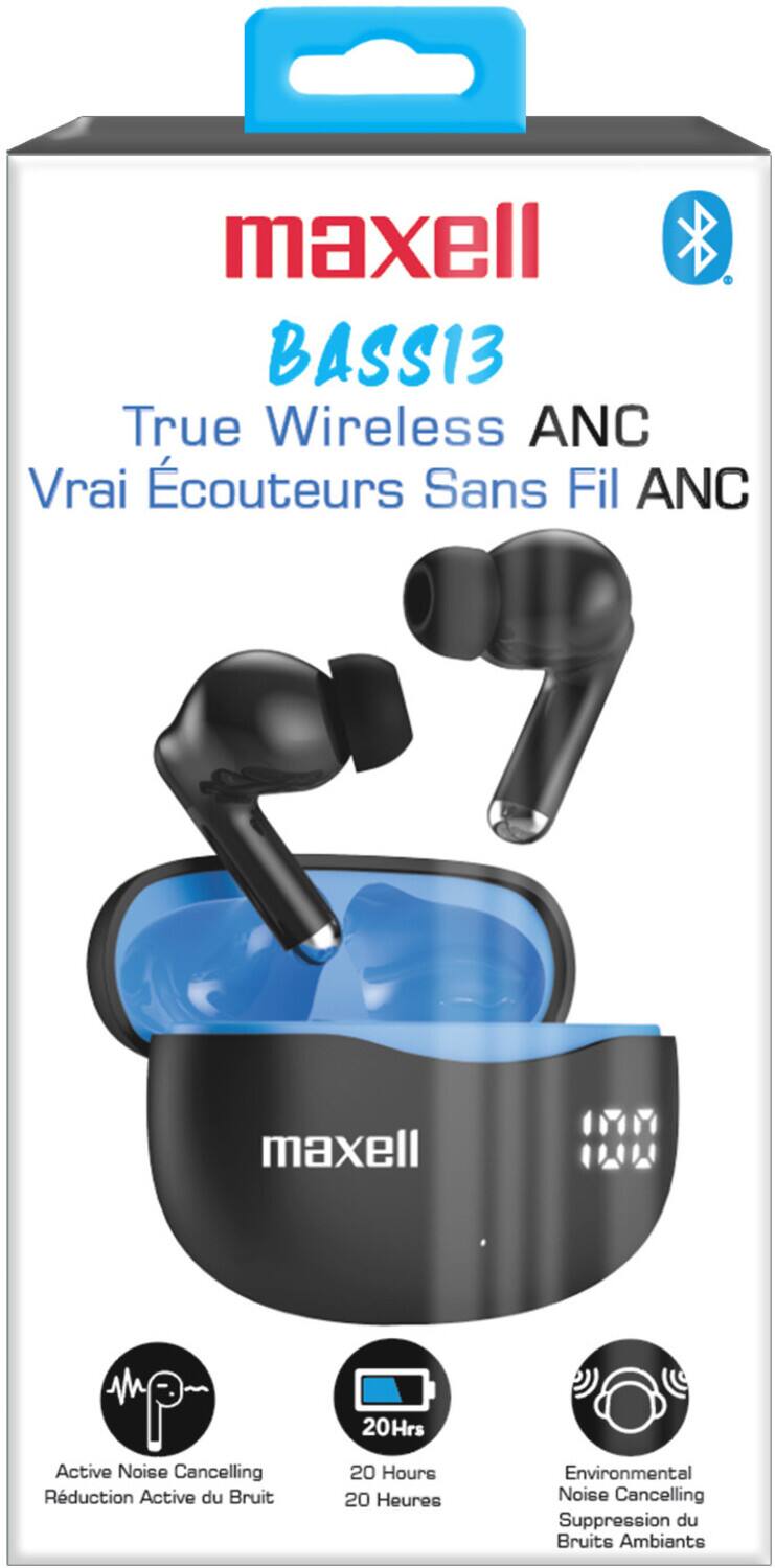 maxell BASS13 True Wireless ANC  
Vrai Écouteurs Sans Fil ANC  
maxell 17M  
20Hrs  
Active Noise Cancelling  
Réduction Active du Bruit  
20 Heures  
Environmental Noise Cancelling  
Suppression du Bruit Ambiants