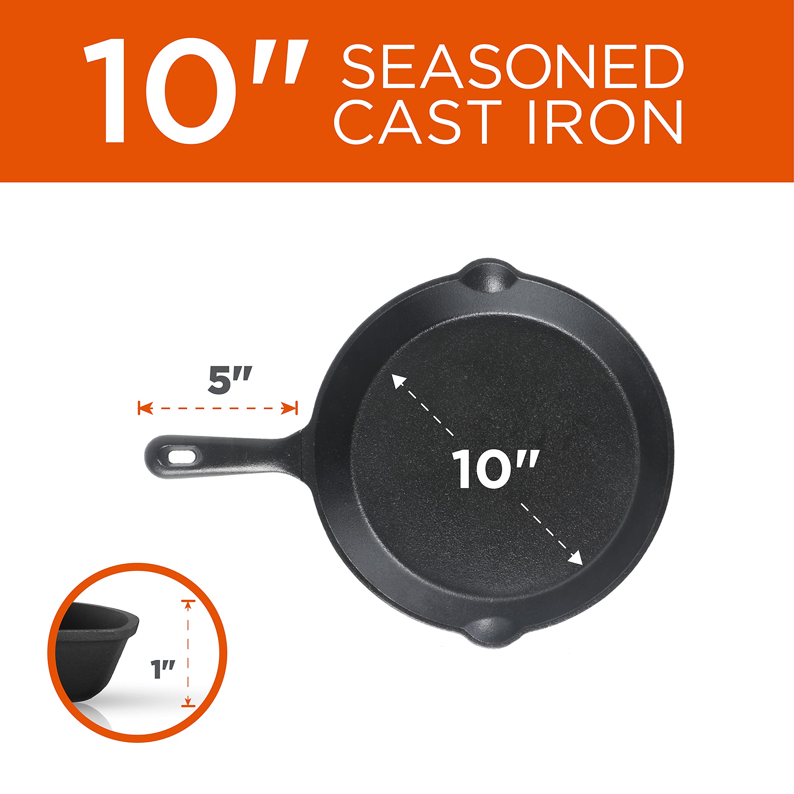 SEASONED CAST IRON 10" 5" 1"