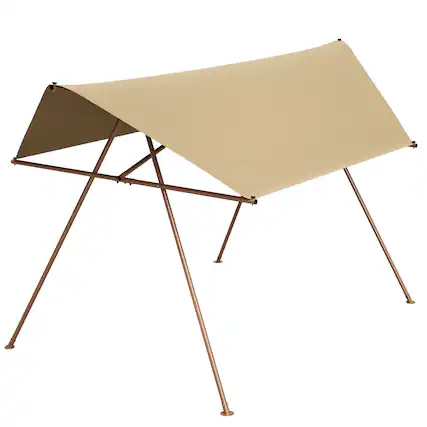 Front. Mondawe - Hexagonal Shade Sail Canopy with UPF 50+ Waterproof Fabric and Metal Frame - Brown.