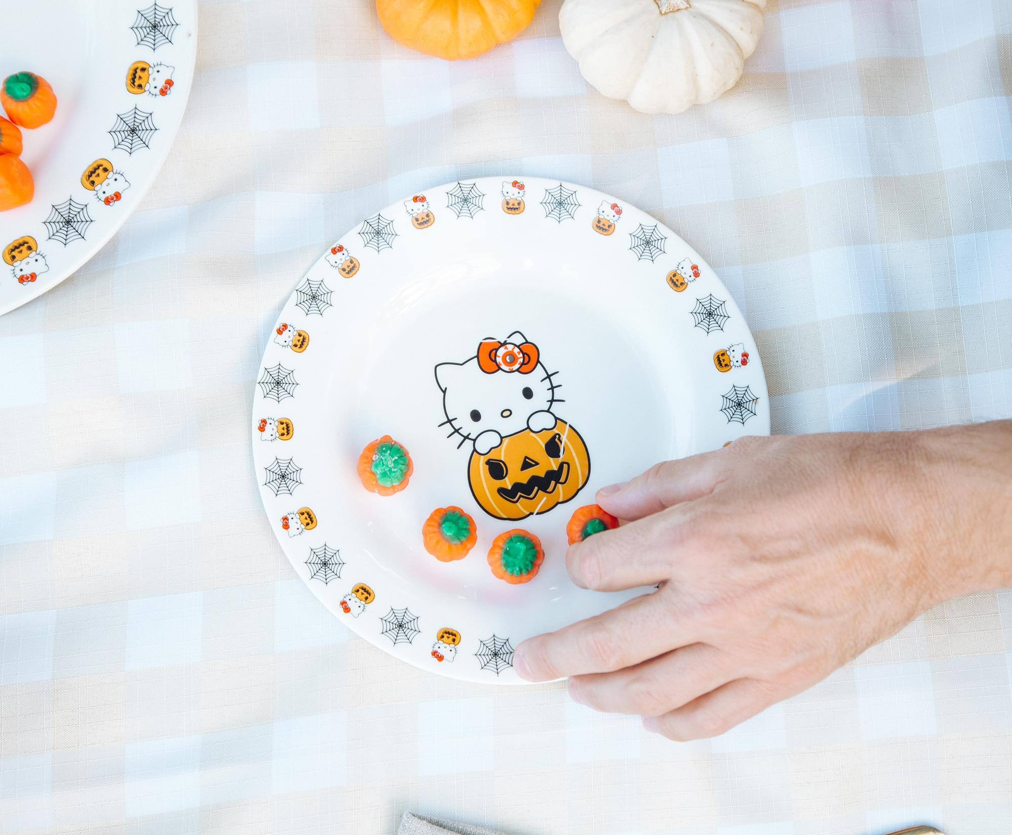 Alt View 10. Silver Buffalo - Sanrio Hello Kitty Pumpkin Boo 8-Inch Ceramic Dinner Plate - Orange.