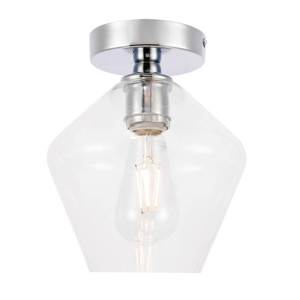 Alt View 7. Living District - Gene 1 light Chrome and Clear glass Flush mount - Chrome And Clear Glass.