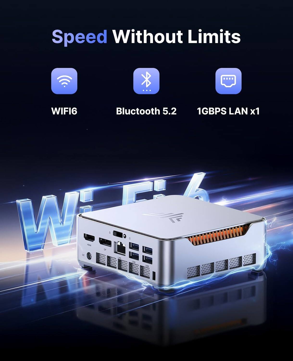 Speed Without Limits  
WIFI6  
Bluetooth 5.2  
1GBPS LAN x1