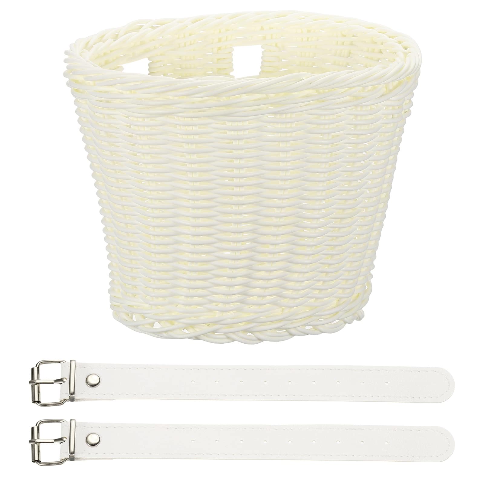 Unique Bargains - Bike Basket Front, Hand-Woven Bicycle Basket with Adjustable PU Belts, 1pc - Fits Most Road Bikes, Bicycles/Scooters - White price history on PriceWatchPro