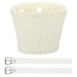Unique Bargains - Bike Basket Front, Hand-Woven Bicycle Basket with Adjustable PU Belts, 1pc - Fits Most Road Bikes, Bicycles/Scooters - White