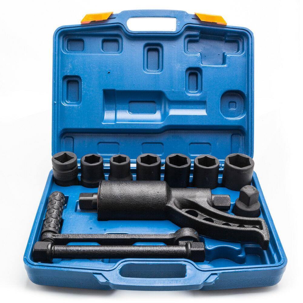 Left. Winado - Heavy Duty Torque Multiplier Set Wrench Lug Nut Lugnut Remover with 8 Sockets - Blue.