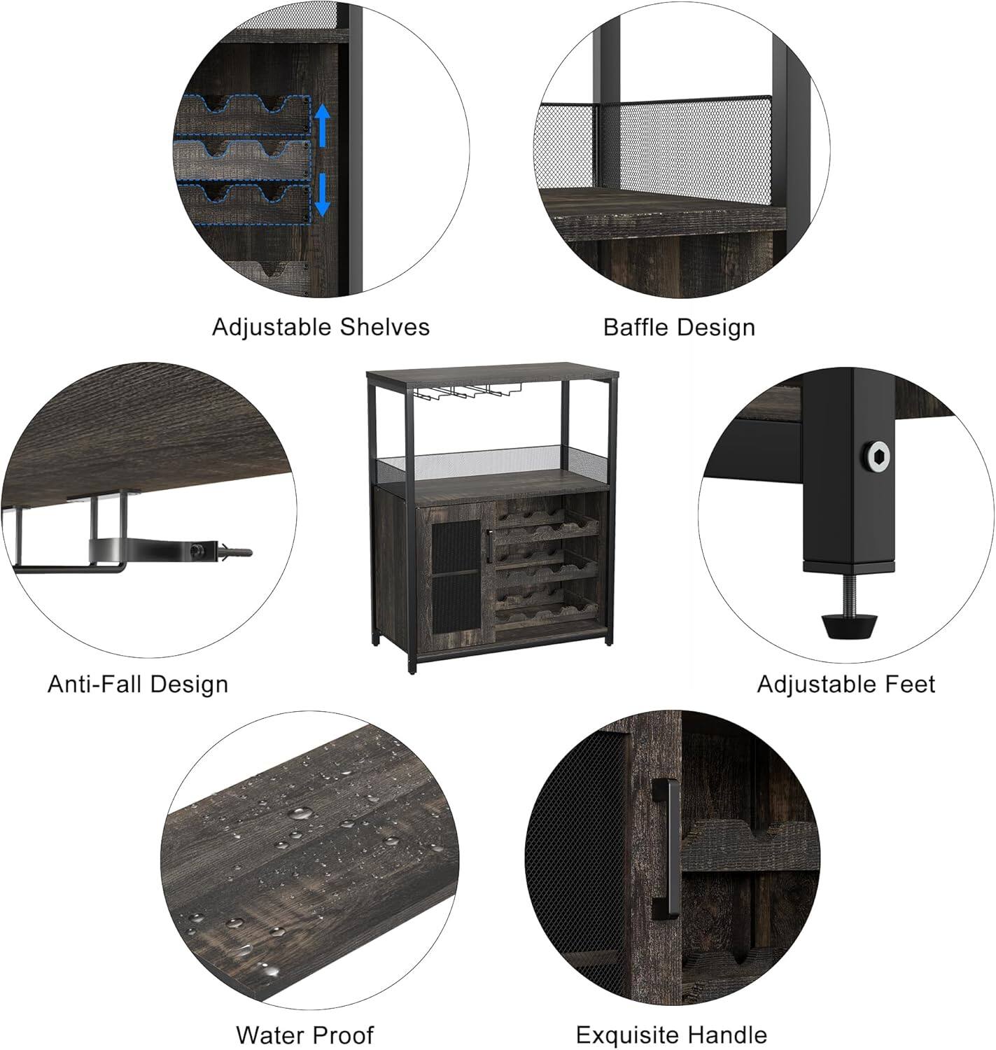 Adjustable Shelves  
Baffle Design  
Anti-Fall Design  
Adjustable Feet  
Water Proof  
Exquisite Handle