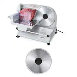 VEVOR - Meat Slicer, 7.5" Electric Deli Slicer with 2 SUS420 Blades & 0-0.6" Adjustable Thickness, 200W Home Food-Slicer - Silver