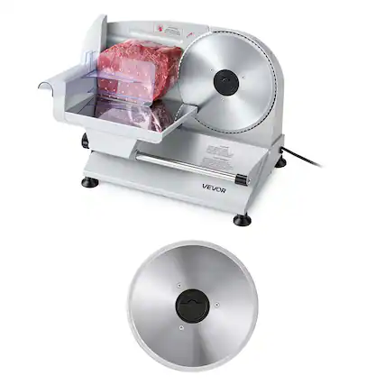 Front. VEVOR - Meat Slicer, 7.5" Electric Deli Slicer with 2 SUS420 Blades & 0-0.6" Adjustable Thickness, 200W Home Food-Slicer - Silver.