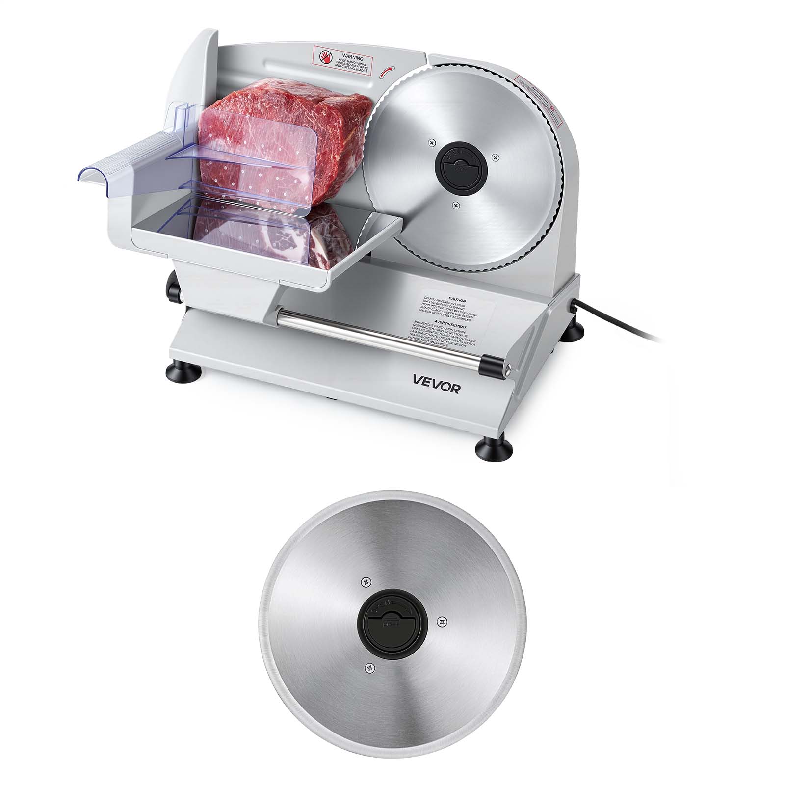 Front. VEVOR - Meat Slicer, 7.5" Electric Deli Slicer with 2 SUS420 Blades & 0-0.6" Adjustable Thickness, 200W Home Food-Slicer - Silver.
