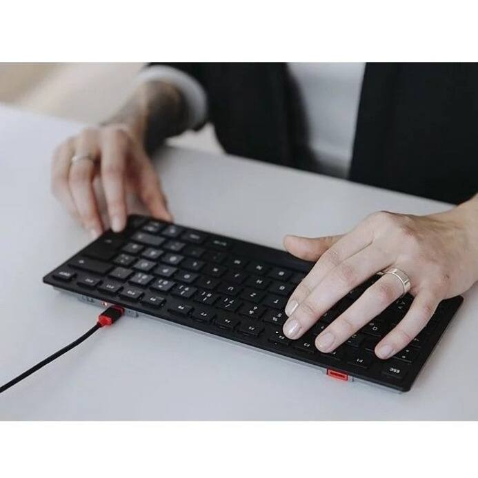 Alt View 4. CHERRY - CHERRY KW 9200 MINI Keyboard - Wired/Wireless Connectivity - Bluetooth/RF - 5 - 2.40 GHz - USB Type C Interface - Black.