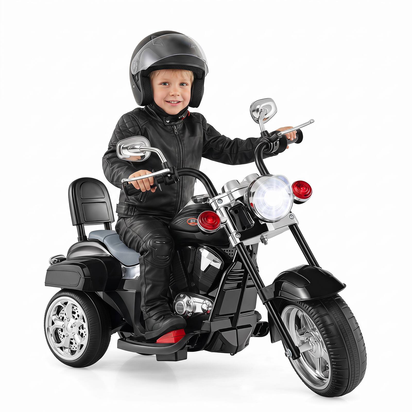 Alt View 9. Costway - Costway Kids Motorcycle, 6V Battery Powered 3-Wheel Electric Motorcycle for Kids with Horn - Black.