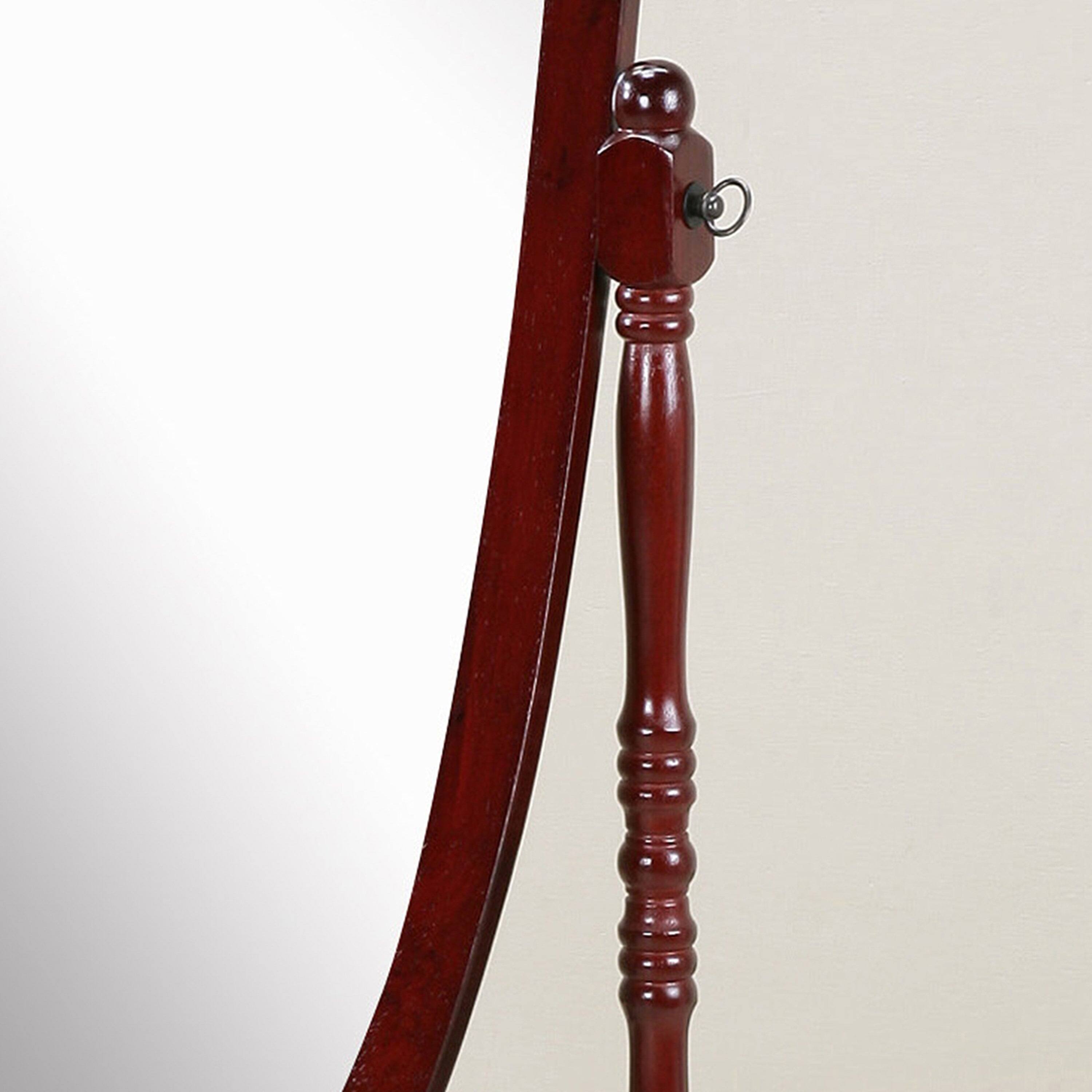 Left. BreeBe - Traditional Queen Anna Style Wood Floor Cheval Mirror, Cherry Finish - Cherry.