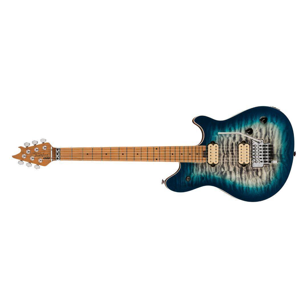 Left. EVH - EVH Wolfgang Special Transactional QM Electric Guitar - Indigo Burst.