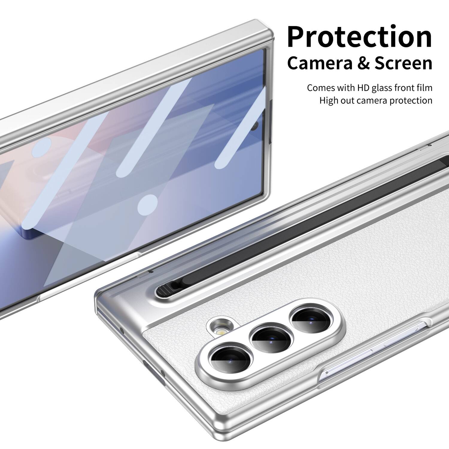 Protection Camera & Screen  
Comes with HD glass front film  
High out camera protection