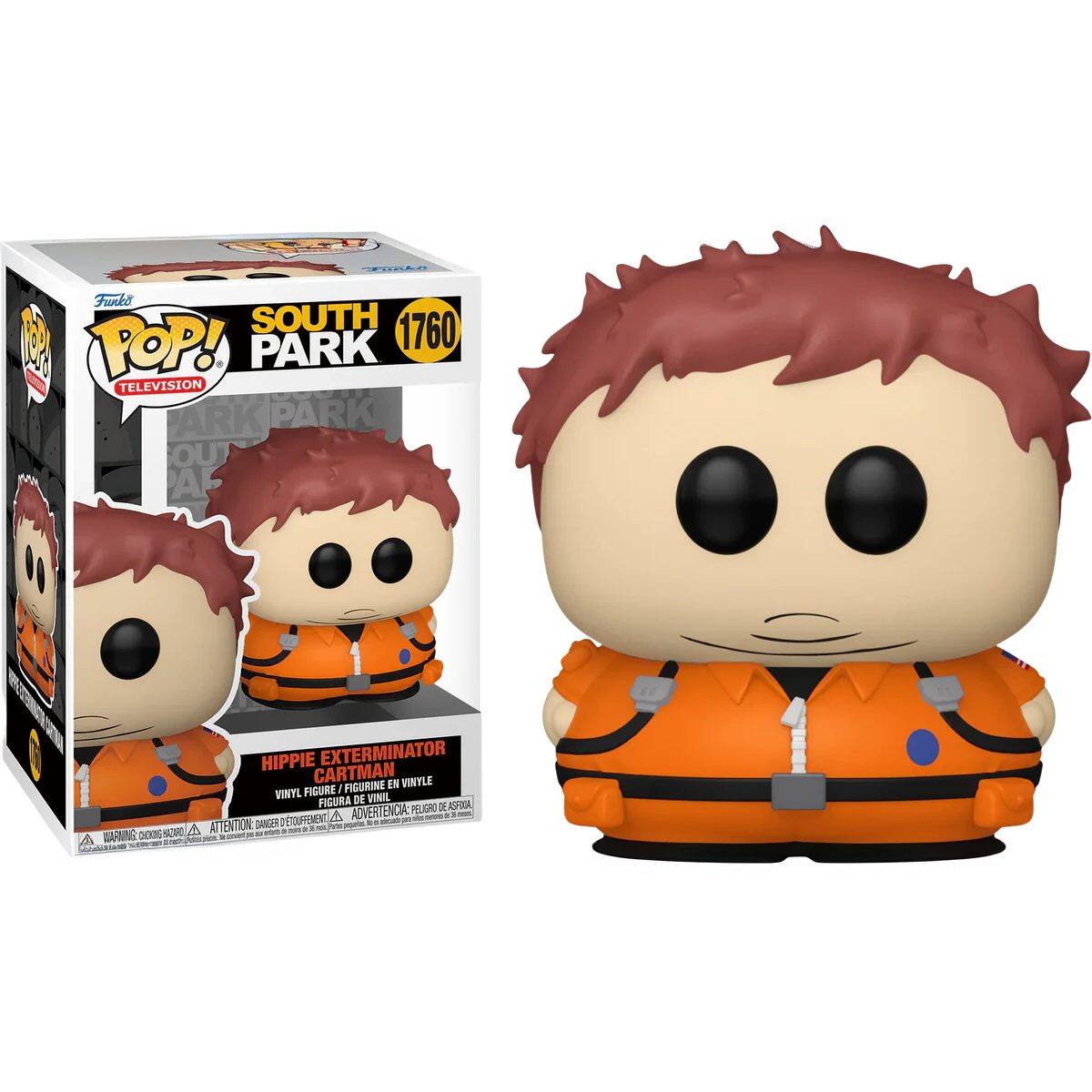 Funko  
POP!  
TELEVISION  

SOUTH PARK  
1760  

HIPPIE EXTERMINATOR CARTMAN  
VINYL FIGURE / FIGURINE EN VINYLE / FIGURA DE VINIL  

WARNING: CHOKING HAZARD - ADVERTENCIA: PEQUEÑOS PIEZAS PELIGROSAS - ATTENTION: DANGER DE COUPAGE - AVERTISSEMENT: PEU DE RISQUE D'ASPIRATION