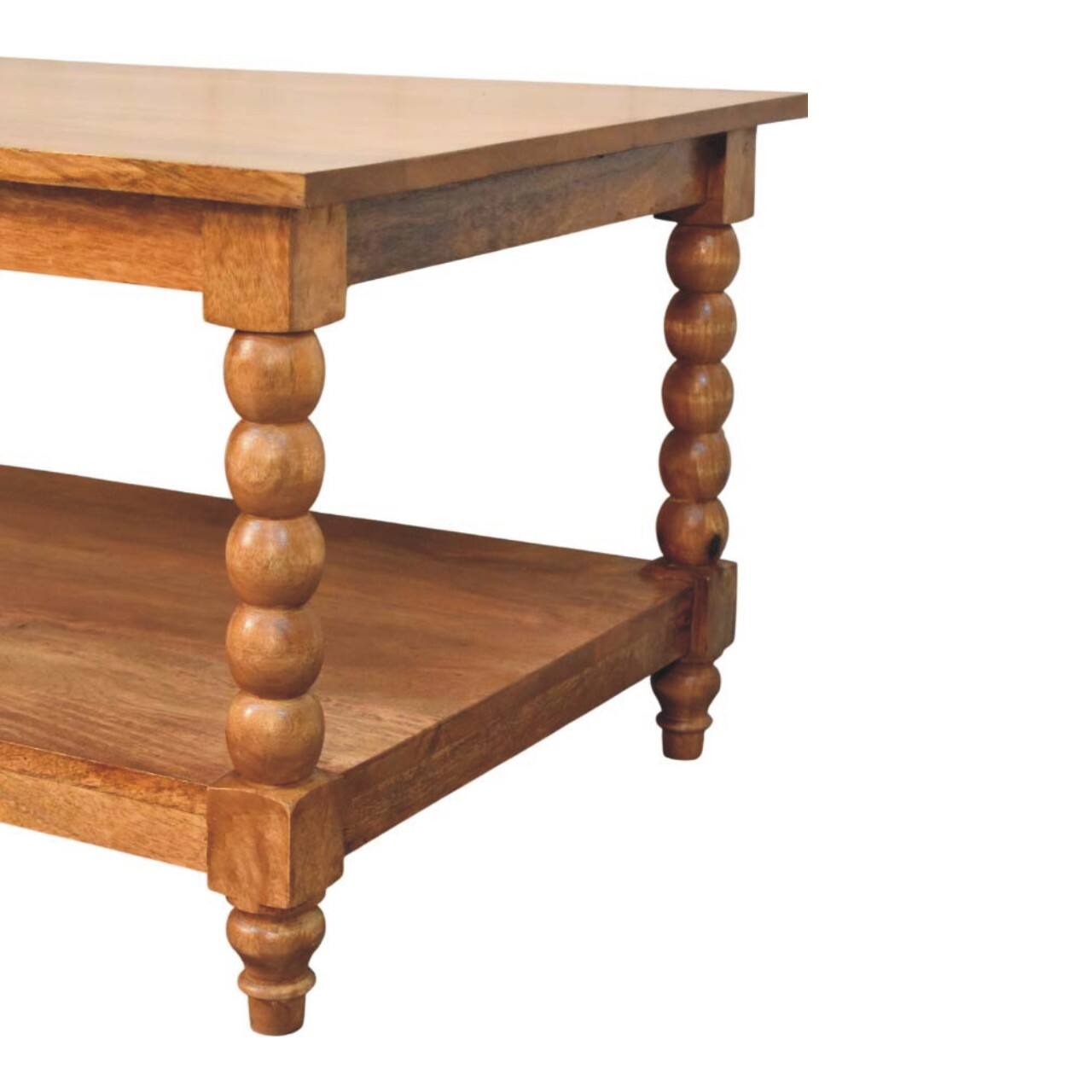 Alt View 2. Artisan Furniture - Spindle Coffee Table with Open Shelf, Brown - Brown.