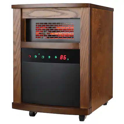 Front. Comfort Glow - QEH1408 1500-Watt Max Infrared Cabinet Heater, Thermostat, Remote - Brown.