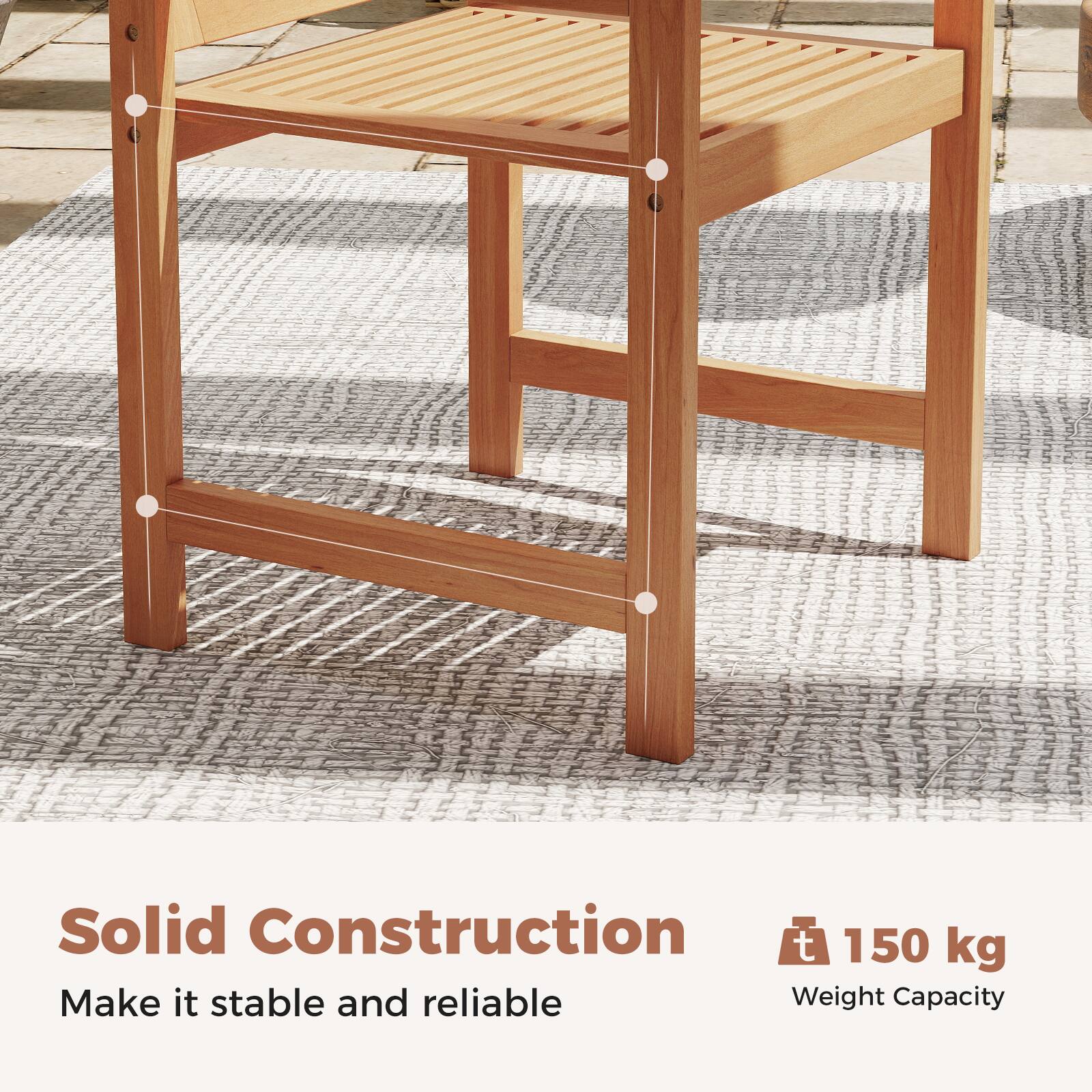 Solid Construction  
Make it stable and reliable  

150 kg  
Weight Capacity