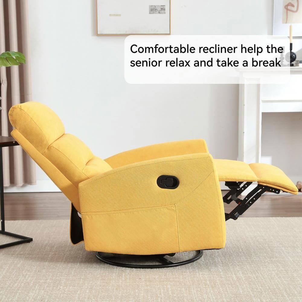 Comfortable recliner helps the senior relax and take a break.