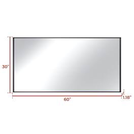 Boyel Living - 60 x 30 in Rectangle Square Right-Angle Mirror with Matte Black Aluminum Frame