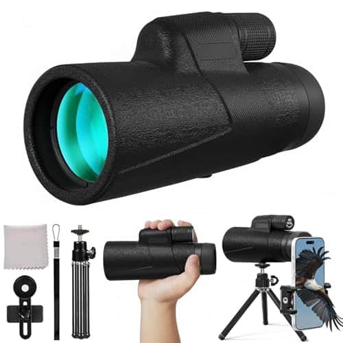 DORLUKFU - Monocular Telescope 12x50 High Powered for Adults, Waterproof Fogproof with Smartphone Adapter & Tripod, BAK4 Prism FMC