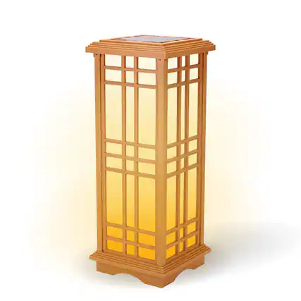 Front. Techko Maid - Solar-Powered Japanese Garden Lights: Beautiful Outdoor Lighting for Zen Gardens (Medium) - Black.