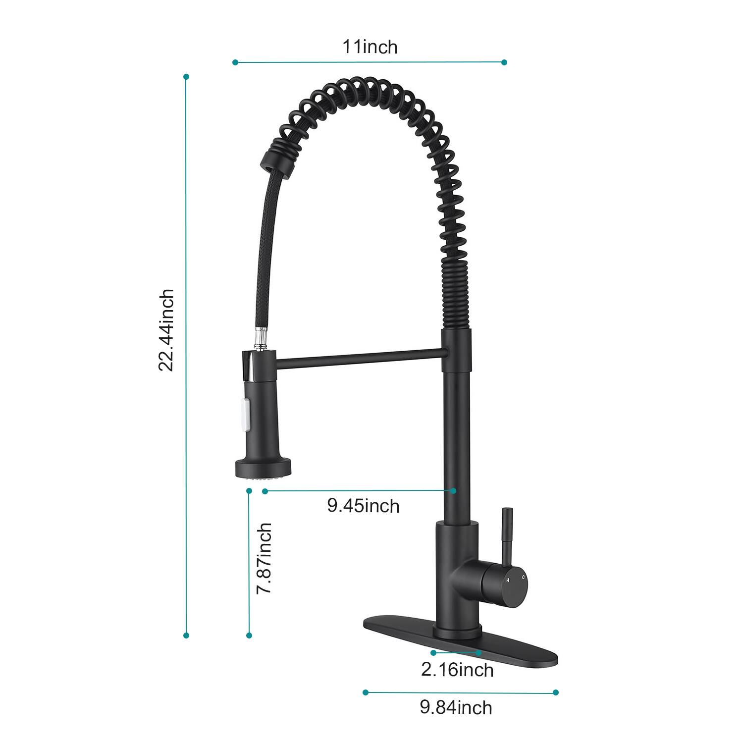 1. 11 inch  
2. 22.44 inch  
3. 7.87 inch  
4. 9.45 inch  
5. 2.16 inch  
6. 9.84 inch