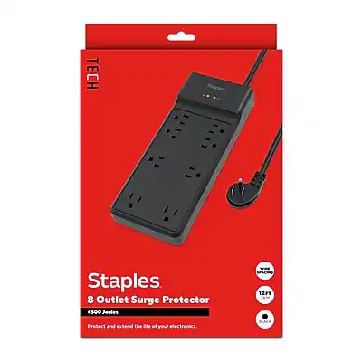 Staples 8 Outlet Surge Protector
4500 Joules
Protect and extend the life of your electronics.
12FT
BLACK