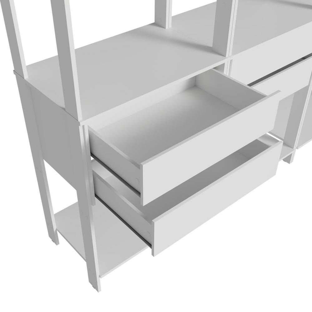 Alt View 5. Madesa - Madesa Wardrobe Clothes Storage Rack with 6 Drawers and Hanging Spaces 82"L - White - White.