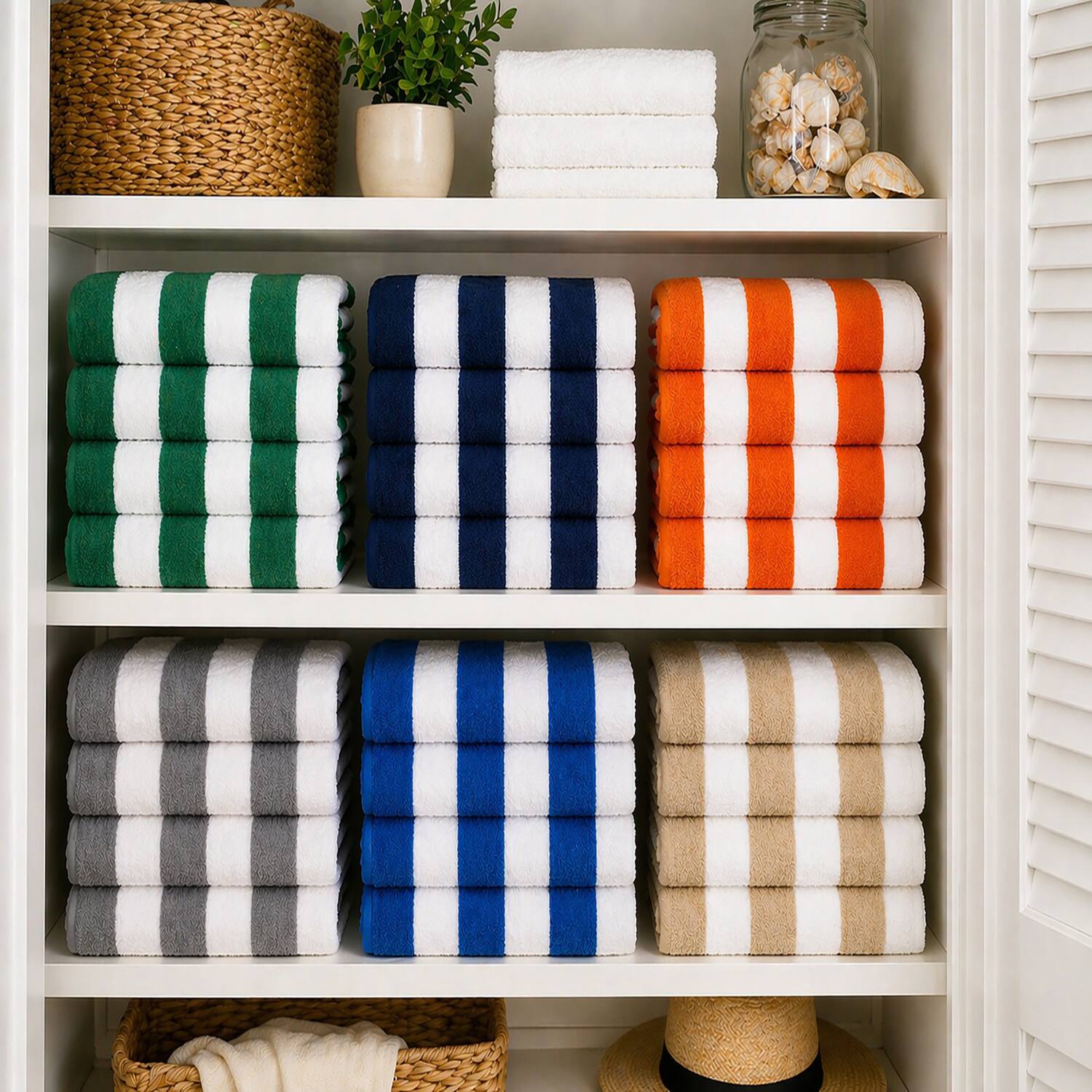 Alt View 1. Plazatex - Plazatex Terry Cabana 80% Cotton 20% Polyester Oversized 6 Pack Beach Bath Towel 36" x 66" Blue - Blue.